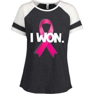 I Won Breast Cancer Awareness Survivor Enza Ladies Jersey Colorblock Tee