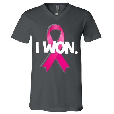 I Won Breast Cancer Awareness Survivor V-Neck T-Shirt