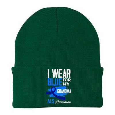 I Wear Blue For My Grandma Support ALS Awareness Knit Cap Winter Beanie