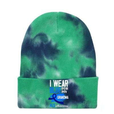 I Wear Blue For My Grandma Support ALS Awareness Tie Dye 12in Knit Beanie