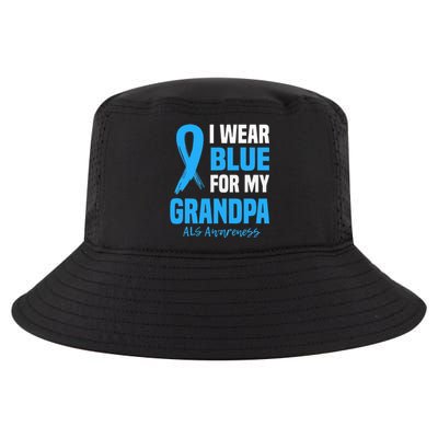 I Wear Blue For My Grandpa Als Awareness Angel Ribbon Cool Comfort Performance Bucket Hat