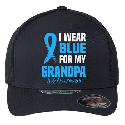 I Wear Blue For My Grandpa Als Awareness Angel Ribbon Flexfit Unipanel Trucker Cap