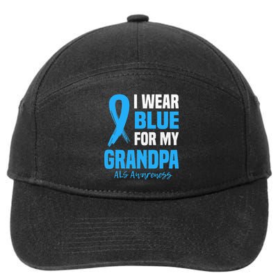 I Wear Blue For My Grandpa Als Awareness Angel Ribbon 7-Panel Snapback Hat