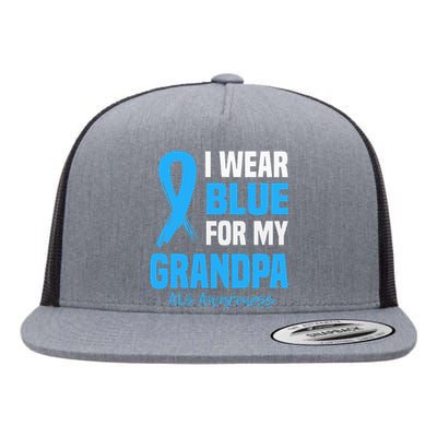 I Wear Blue For My Grandpa Als Awareness Angel Ribbon Flat Bill Trucker Hat