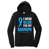 I Wear Blue For My Grandpa Als Awareness Angel Ribbon Women's Pullover Hoodie