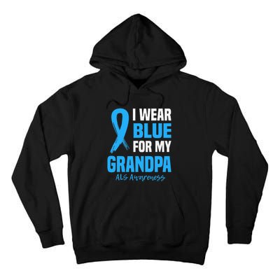 I Wear Blue For My Grandpa Als Awareness Angel Ribbon Tall Hoodie