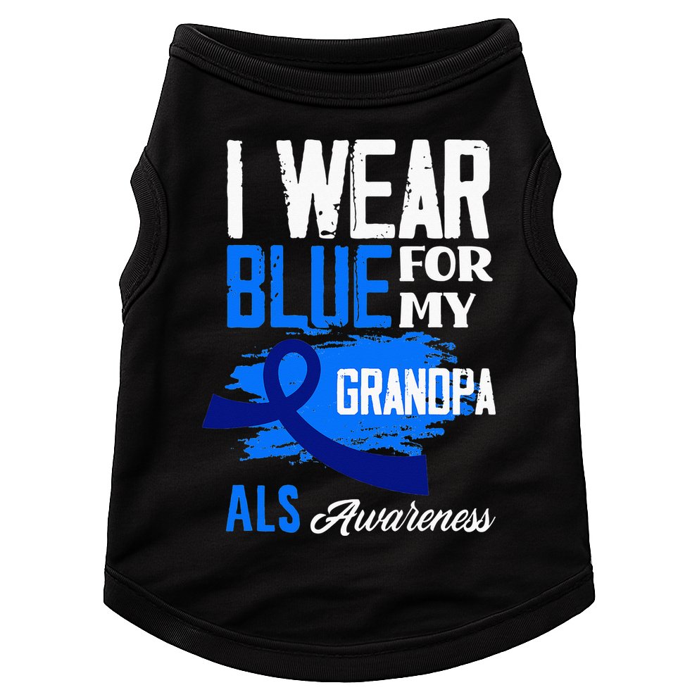 I Wear Blue For My Grandpa Support ALS Awareness Doggie Tank