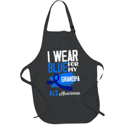 I Wear Blue For My Grandpa Support ALS Awareness Apron