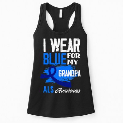I Wear Blue For My Grandpa Support ALS Awareness Womens Tank Top
