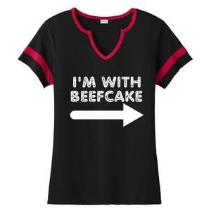 Im With Beefcake Ladies Halftime Notch Neck Tee