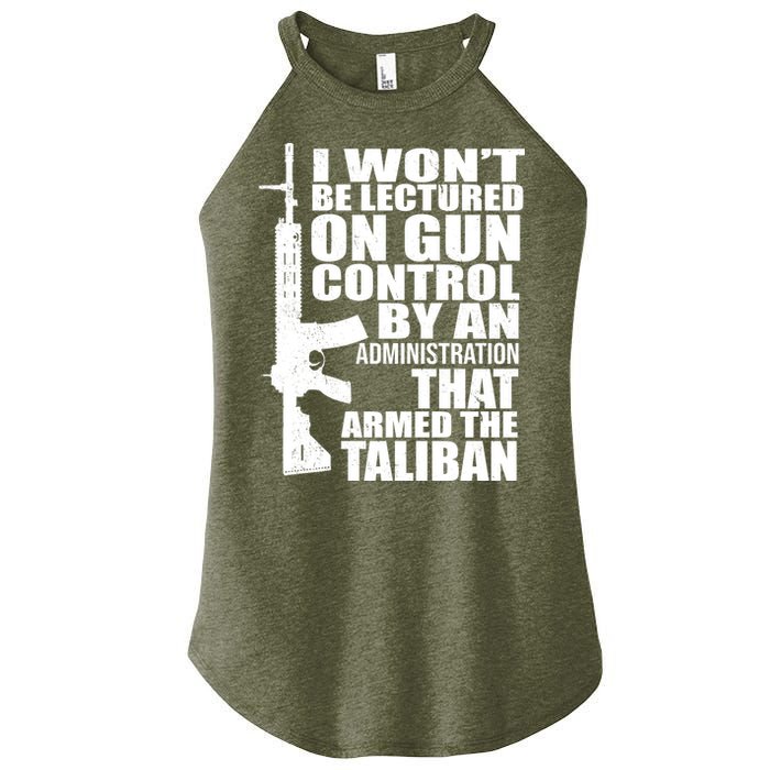 I Won't Be Lectured On Gun Control By An Administration Women's Perfect Tri Rocker Tank
