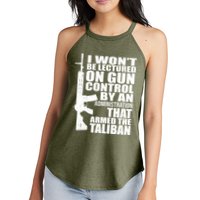 I Won't Be Lectured On Gun Control By An Administration Women's Perfect Tri Rocker Tank