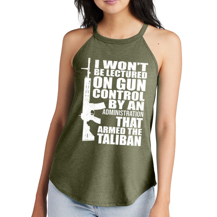 I Won't Be Lectured On Gun Control By An Administration Women's Perfect Tri Rocker Tank