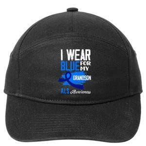 I Wear Blue For My Grandson Support ALS Awareness 7-Panel Snapback Hat