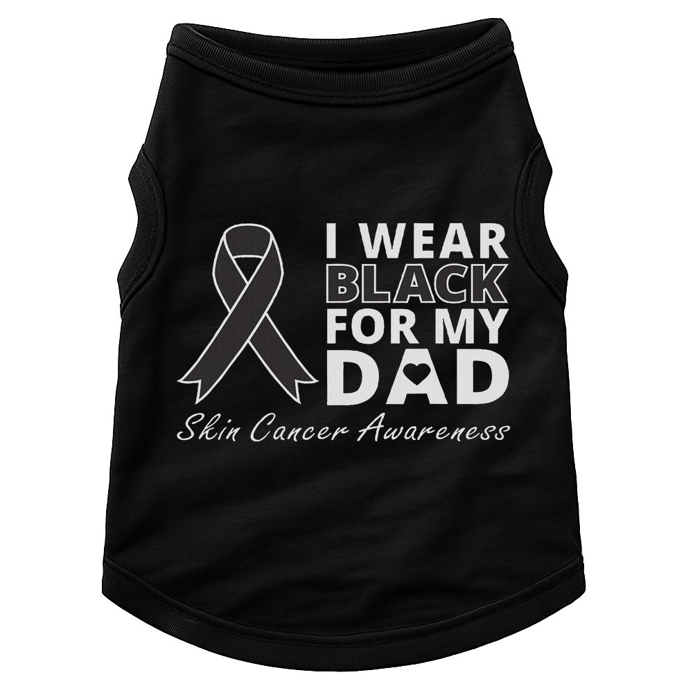 I Wear Black For My Dad Melanoma Awareness Warrior Doggie Tank