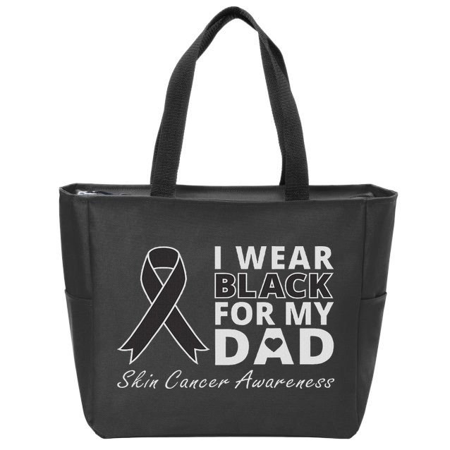 I Wear Black For My Dad Melanoma Awareness Warrior Zip Tote Bag