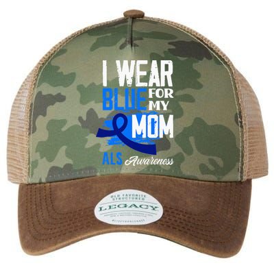 I Wear Blue For My Mom Mother Support ALS Awareness Legacy Tie Dye Trucker Hat