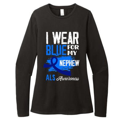 I Wear Blue For My Nephew Support ALS Awareness Womens CVC Long Sleeve Shirt