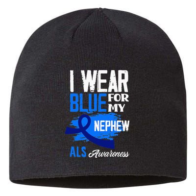I Wear Blue For My Nephew Support ALS Awareness Sustainable Beanie