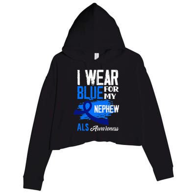 I Wear Blue For My Nephew Support ALS Awareness Crop Fleece Hoodie