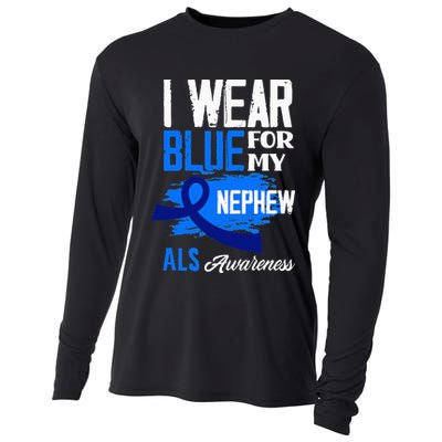 I Wear Blue For My Nephew Support ALS Awareness Cooling Performance Long Sleeve Crew