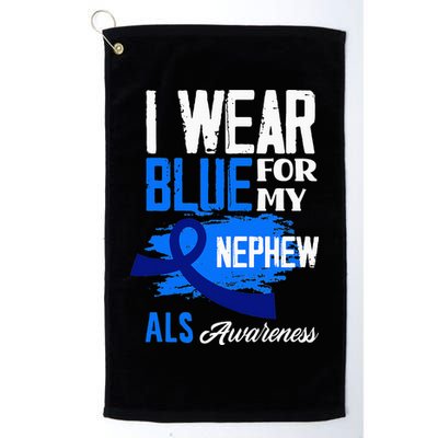 I Wear Blue For My Nephew Support ALS Awareness Golf Towel