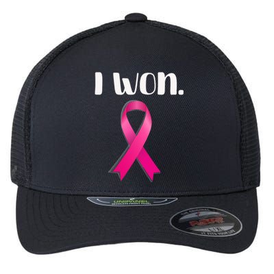 I Won Breast Cancer Awareness Strong Flexfit Unipanel Trucker Cap