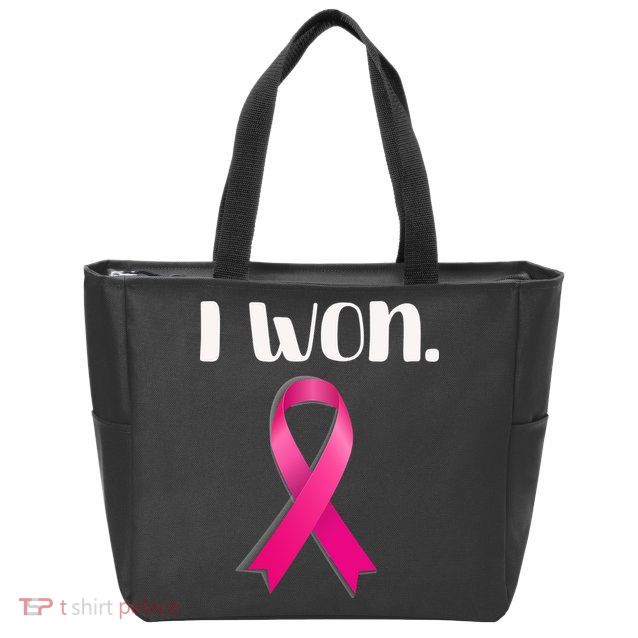 I Won Breast Cancer Awareness Strong Zip Tote Bag