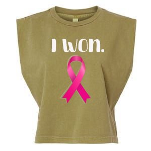 I Won Breast Cancer Awareness Strong Garment-Dyed Women's Muscle Tee