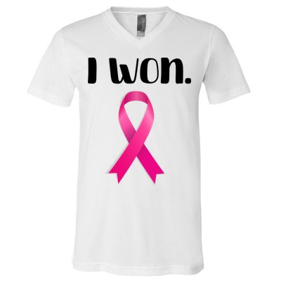 I Won Breast Cancer Awareness Strong V-Neck T-Shirt