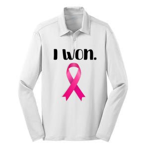 I Won Breast Cancer Awareness Strong Silk Touch Performance Long Sleeve Polo