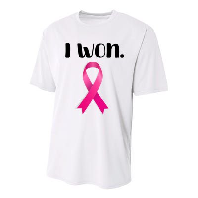 I Won Breast Cancer Awareness Strong Youth Performance Sprint T-Shirt