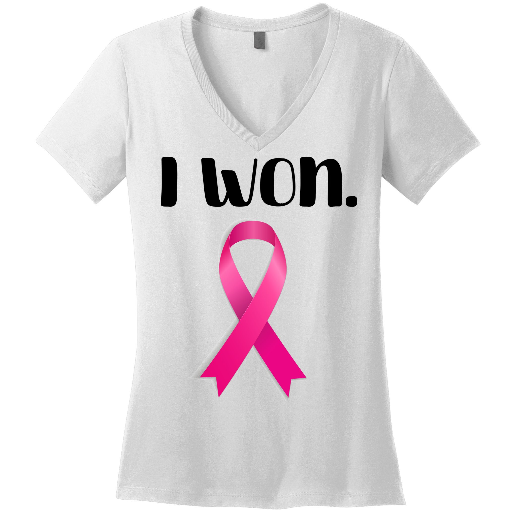 I Won Breast Cancer Awareness Strong Women's V-Neck T-Shirt