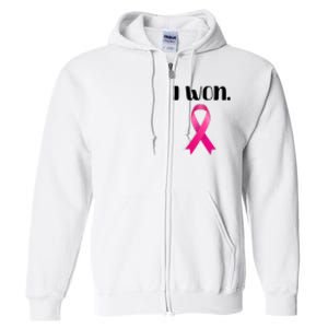 I Won Breast Cancer Awareness Strong Full Zip Hoodie