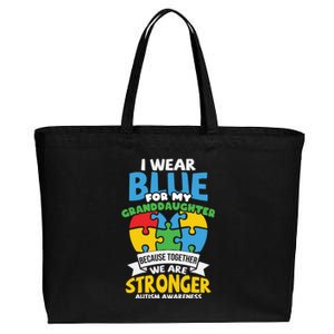 I Wear Blue For My Granddaughter Autism Grandparents Meaningful Gift Cotton Canvas Jumbo Tote