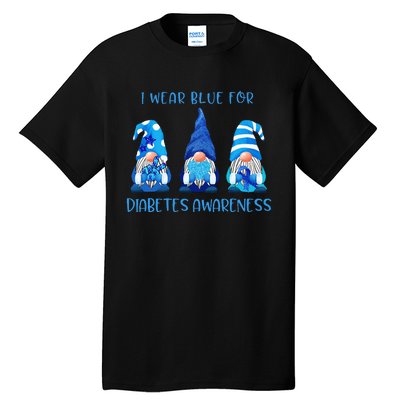 I Wear Blue For Diabetes Awareness Gnomes Peace Love Cure Tall T-Shirt