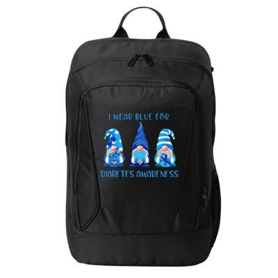 I Wear Blue For Diabetes Awareness Gnomes Peace Love Cure City Backpack