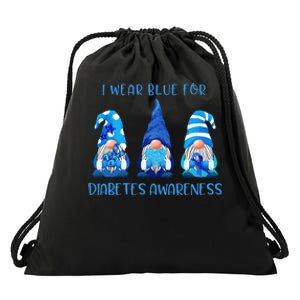 I Wear Blue For Diabetes Awareness Gnomes Peace Love Cure Drawstring Bag