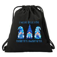 I Wear Blue For Diabetes Awareness Gnomes Peace Love Cure Drawstring Bag