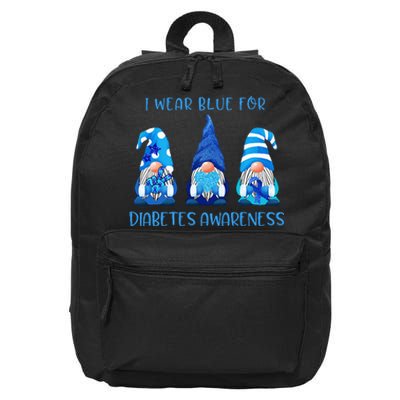 I Wear Blue For Diabetes Awareness Gnomes Peace Love Cure 16 in Basic Backpack