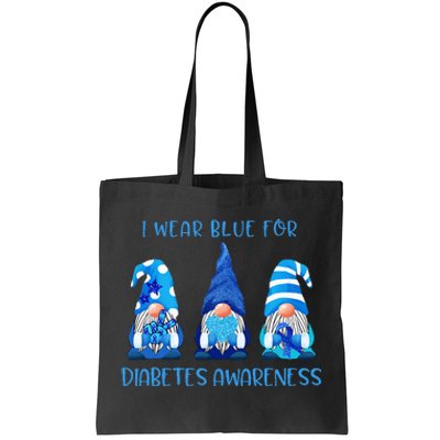 I Wear Blue For Diabetes Awareness Gnomes Peace Love Cure Tote Bag