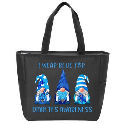 I Wear Blue For Diabetes Awareness Gnomes Peace Love Cure Zip Tote Bag