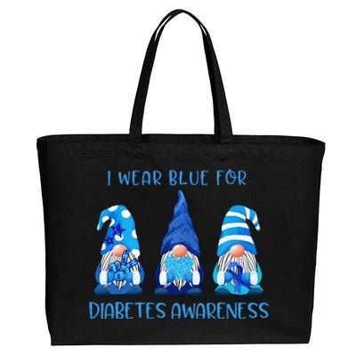 I Wear Blue For Diabetes Awareness Gnomes Peace Love Cure Cotton Canvas Jumbo Tote