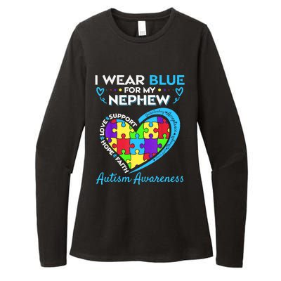 I Wear Blue For My Nephew Autism Awareness Uncle Aunt Womens CVC Long Sleeve Shirt