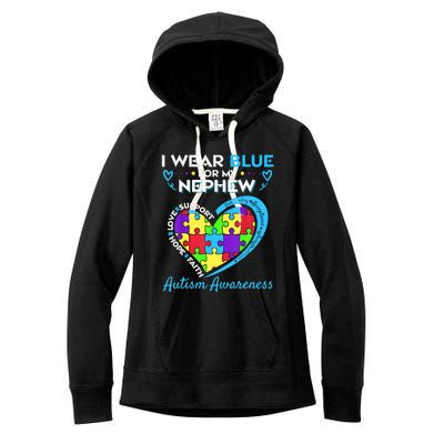 I Wear Blue For My Nephew Autism Awareness Uncle Aunt Women's Fleece Hoodie