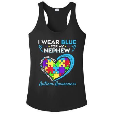 I Wear Blue For My Nephew Autism Awareness Uncle Aunt Ladies PosiCharge Competitor Racerback Tank