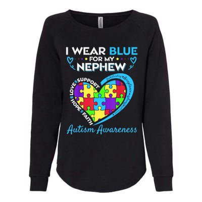 I Wear Blue For My Nephew Autism Awareness Uncle Aunt Womens California Wash Sweatshirt