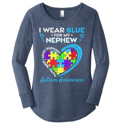 I Wear Blue For My Nephew Autism Awareness Uncle Aunt Women's Perfect Tri Tunic Long Sleeve Shirt