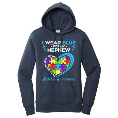 I Wear Blue For My Nephew Autism Awareness Uncle Aunt Women's Pullover Hoodie