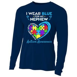 I Wear Blue For My Nephew Autism Awareness Uncle Aunt Cooling Performance Long Sleeve Crew